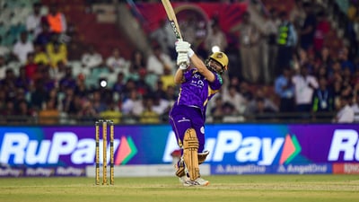 KKR vice-captain Rinku Singh scored an unbeaten 49 against RCB to help revive KKR's innings after the early blows (ANI Pic Service) KKR vice-captain Rinku Singh scored an unbeaten 49 against RCB to help revive KKR's innings after the early blows (ANI Pic Service)