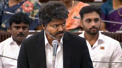 తమిళనాడు అసెంబ్లీలో సీఎం విజయ్.. (@tamilnaduassembly) తమిళనాడు అసెంబ్లీలో సీఎం విజయ్.. (@tamilnaduassembly)