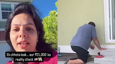 An Indian woman shared that a small leak repair in the US cost her $250, leaving viewers stunned. (Instagram/amrita_life_in_usa)