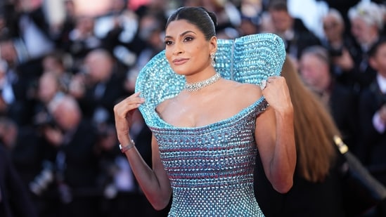 Dubai Bling’s Farhana Bodi dazzled at Cannes 2026 opening in a 15 kg Atelier Zuhra gown. (AP)