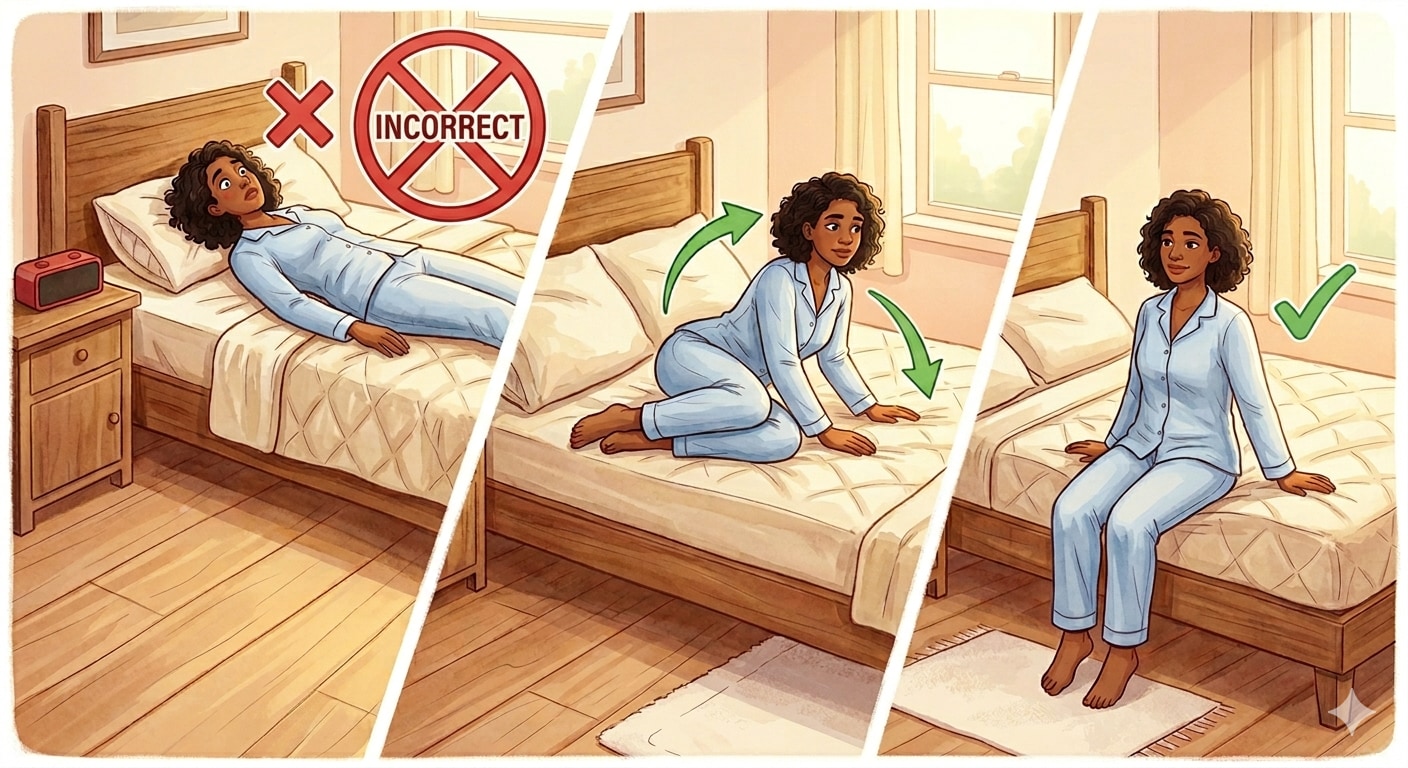 Know how to get up correctly, avoid the straight up, consider a gentle roll and a brief pause. (Picture credit: Gemini AI) Know how to get up correctly, avoid the straight up, consider a gentle roll and a brief pause. (Picture credit: Gemini AI)