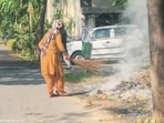 “We are conducting enforcement drives and action is being taken wherever violations are found. Bulk waste generators, agencies and establishments have been directed to ensure scientific disposal and processing of waste instead of burning it in open spaces, as such incidents also affect nearby residential areas and air quality,” said Greater Noida authority’s additional chief executive officer Shrilakshmi VS in a statement on Wednesday. (HT Photo)