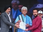Lieutenant Governor Manoj Sinha during his visit to Tregam to inaugurate multiple projects, in Kupwara on Wednesday. (ANI) Lieutenant Governor Manoj Sinha during his visit to Tregam to inaugurate multiple projects, in Kupwara on Wednesday. (ANI)