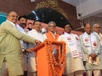 UP tourism minister Jaiveer Singh launching the projects on Thursday. (HT)