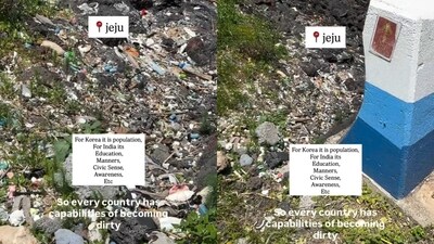 An Indian woman shared a video of litter near Jeju City’s coast, saying cleanliness depended on collective effort. (Instagram/tailormadechaos)