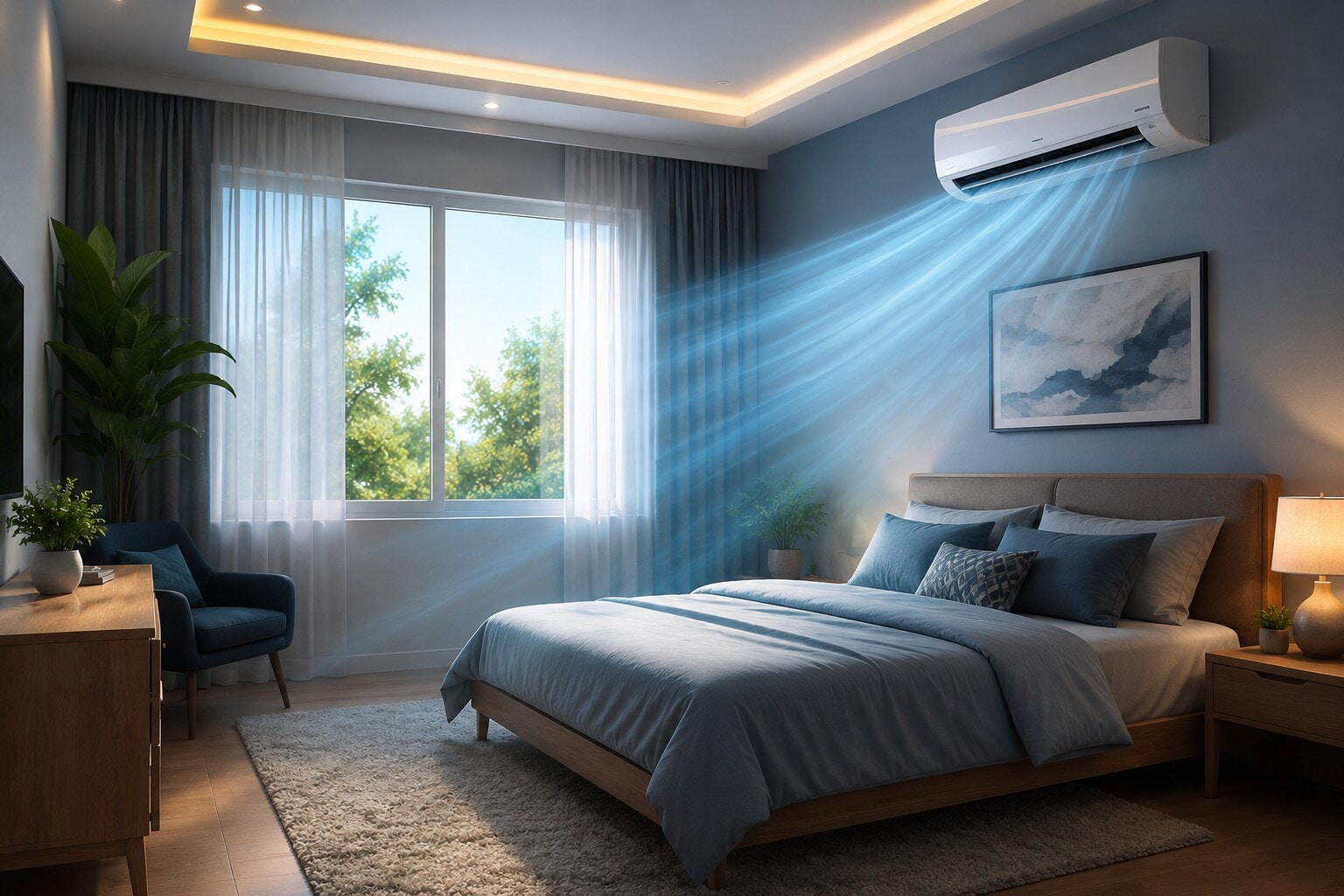 Prolonged use of an air conditioner can harm your health in the monsoon. (AI Generated) Prolonged use of an air conditioner can harm your health in the monsoon. (AI Generated)