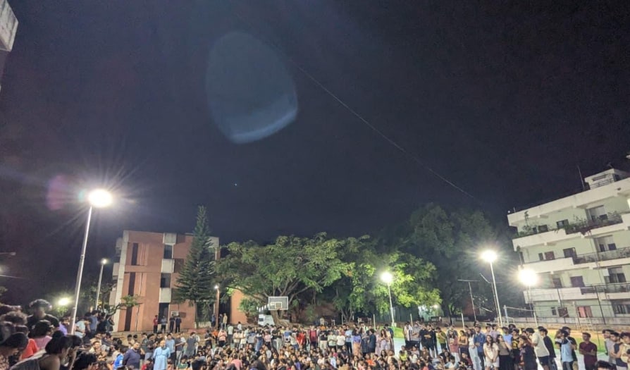 NLSIU Bengaluru students protesting at night. (NLSIU Bengaluru Student) NLSIU Bengaluru students protesting at night. (NLSIU Bengaluru Student)