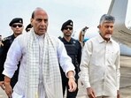 Rajnath Singh and Naidu also laid the foundation for a few more defence and drone city projects. (@ncbn X/ANI Photo)