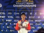 Lakshya (75kg) U17 poses with his silver medal at Asian Boxing U15 & U17 Championships 2026. (BFI)