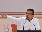 West Bengal Chief Minister Suvendu Adhikari addresses a press conference at Nabanna, in Howrah district, West Bengal, Friday, May 15, 2026.