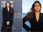 Huma Qureshi redefines Cannes fashion with elegant black power suit. Huma Qureshi redefines Cannes fashion with elegant black power suit.