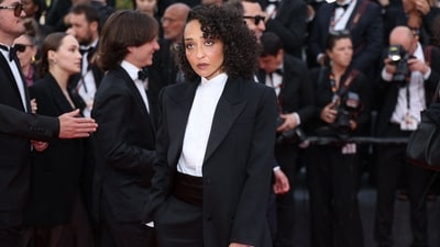 Ruth Negga rocked a stylish pantsuit look, pairing a crisp white shirt with a sharp black blazer and structured tailored trousers. (AFP) Ruth Negga rocked a stylish pantsuit look, pairing a crisp white shirt with a sharp black blazer and structured tailored trousers. (AFP)