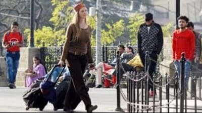In 2025, the foreign tourists arrival in Himachal reached 84,828, marginally higher than the 82,765 recorded in 2024, but still nearly 80% below than 2019 that saw the arrival of 3,82,876 foreign tourists, according to estimates from the tourist department. (File) In 2025, the foreign tourists arrival in Himachal reached 84,828, marginally higher than the 82,765 recorded in 2024, but still nearly 80% below than 2019 that saw the arrival of 3,82,876 foreign tourists, according to estimates from the tourist department. (File)