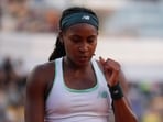 United States' Coco Gauff reacts as she plays against Ukraine's Elina Svitolina during their women's final match at the Italian Open United States' Coco Gauff reacts as she plays against Ukraine's Elina Svitolina during their women's final match at the Italian Open