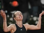 Ukraine's Elina Svitolina celebrates after winning the WTA Rome Open tennis tournament final against USA's Coco Gauff at Foro Italico in Rome on May 16, 2026. (Photo by Tiziana FABI / AFP)