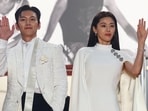 Ji Chang-wook and Jun Ji-hyun pose on the red carpet during arrivals for the screening of their film Gunche (Colony - Gun-che) presented as part of Midnight Screenings at the 79th Cannes Film Festival. The duo twinned in chic white looks for the occasion.&nbsp;