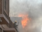 Nearly 150 workers present inside safely evacuated the premises after the fire broke out, officials said. (Sunil Ghosh / HT)