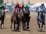 Jockey Jose L. Ortiz riding on Faust #3 wins an undercard race ahead of the 151st Preakness Stakes at Laurel Park Jockey Jose L. Ortiz riding on Faust #3 wins an undercard race ahead of the 151st Preakness Stakes at Laurel Park