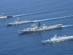 QUAD navies exercising in the Indo-Pacific as part of Malabar Exercises.