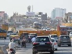 The traffic diversion in place on Friday. (Parveen Kumar/HT Photo)