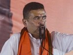 West Bengal Chief Minister Suvendu Adhikari addresses a BJP workers' rally at Falta, in South 24 Parganas district.