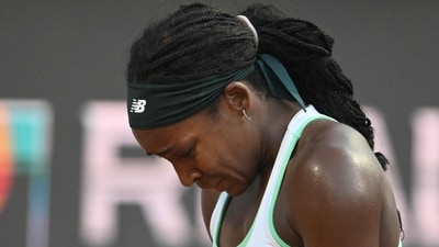 USA's Coco Gauff reacts during her final against Ukraine's Elina Svitolina at the Rome Open tennis tournament at Foro Italico in Rome on May 16, 2026. (Photo by Tiziana FABI / AFP) (AFP) USA's Coco Gauff reacts during her final against Ukraine's Elina Svitolina at the Rome Open tennis tournament at Foro Italico in Rome on May 16, 2026. (Photo by Tiziana FABI / AFP) (AFP)