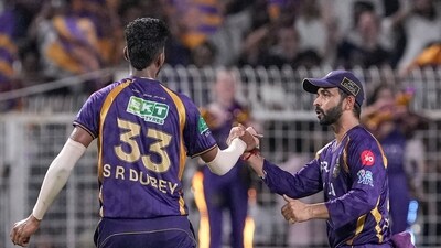 Kolkata Knight Riders clinched a 29-run victory against Gujarat Titans in their IPL 2026 fixture in Dharamshala on Saturday. (PTI) Kolkata Knight Riders clinched a 29-run victory against Gujarat Titans in their IPL 2026 fixture in Dharamshala on Saturday. (PTI)