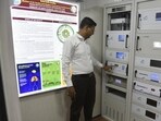 An inside view of air quality monitoring and forecasting station in Chandni Chowk. (HT Archive)