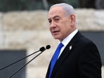 Israel's Prime Minister Benjamin Netanyahu attends a ceremony at the Military Cemetery on Mount Herzl in Jerusalem.