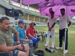 UP coaches during the off-season camp in Kanpur on Sunday. (HT PHOTO)