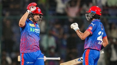Axar Patel, regaining batting form late on, made sure that wasn’t the case. A couple of powerful hits from him kept DC’s noses ahead, before Ashutosh Sharma came into blaze a couple of sixes right at the end to take the points away from RR and give DC fans something to cheer in the last home game of the season. (PTI) Axar Patel, regaining batting form late on, made sure that wasn’t the case. A couple of powerful hits from him kept DC’s noses ahead, before Ashutosh Sharma came into blaze a couple of sixes right at the end to take the points away from RR and give DC fans something to cheer in the last home game of the season. (PTI)