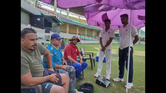 UP coaches during the off-season camp in Kanpur on Sunday. (HT PHOTO)
