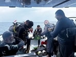 Members of National Defence Force (MNDF) prepare to take part in a search and recovery operation for four Italian scuba divers in the waters of Vaavu Atoll, Maldives, May 16, 2026.