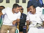 Kerala's new CM VD Satheesan (right) with Lok Sabha Leader of Opposition Rahul Gandhi during the swearing-in of the Congress-led UDF government in Thiruvananthapuram.