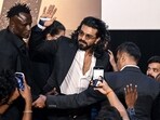 Ram Charan sported a brace on his hand at the trailer launch of Peddi in Mumbai. 