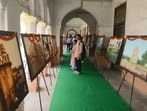 Students at the photo exhibition at LU on Monday (HT Photo)