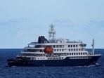 The cruise ship MV Hondius, affected by a hantavirus outbreak, leaves the port of Granadilla de Abona, in Tenerife, Spain, on May 11. (REUTERS)