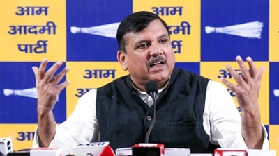 Aam Aadmi Party (AAP) MP Sanjay Singh addresses a press conference at the party office in New Delhi. (ANI) Aam Aadmi Party (AAP) MP Sanjay Singh addresses a press conference at the party office in New Delhi. (ANI)