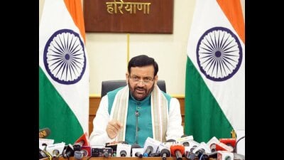 Haryana chief minister Nayab Singh Saini during the cabinet meeting on Monday. (File)