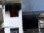 By the time the fire was extinguished, the flat had been completely gutted. (HT Photo)