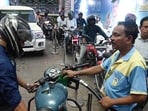 On Monday, petrol prices in Lucknow increased by 90 paise per litre, while diesel rates went up by 87 paise per litre, bringing prices to  <span class='webrupee'>₹</span>98.40 per litre and  <span class='webrupee'>₹</span>91.72 per litre respectively. (Mushtaq Ali/HT)