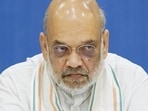Union Home Minister Amit Shah during a meeting on development works in Bastar, at Jagdalpur, in Bastar district. (PTI photo)