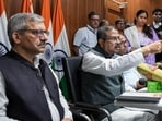 Union education minister Dharmendra Pradhan addresses a press conference at his residence on May 15 (ANI FILE PHOTO)