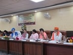 Union minister Hardeep Singh Puri chairing DISHA meeting in Varanasi on Monday. (HT PHOTO) Union minister Hardeep Singh Puri chairing DISHA meeting in Varanasi on Monday. (HT PHOTO)