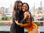 Sasha Obama seen with her mother, Michelle. Sasha Obama seen with her mother, Michelle.