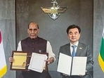 Defence minister Rajnath Singh and his Korean counterpart Ahn Gyu-back in Seoul discussed steps to deepen collaboration in areas such as defence production, maritime security, emerging technologies. (MND-ROK/ANI Photo)