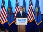 Pennsylvania Gov. Josh Shapiro speaks at an election night watch party in Warminster, Pa.,