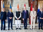 Prime Minister Narendra Modi with Norwegian Prime Minister Jonas Gahr Store, Finnish Prime Minister Petteri Orpo, Swedish Prime Minister Ulf Kristersson, Icelandic Prime Minister Kristrin Frostadottir and Danish Prime Minister Mette Frederiksen during the Nordic-India Summit, in Oslo, Norway. 