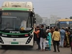 Pune, India - Dec. 3, 2022: PMPML bus stops on road causes traffic chaos at Katraj junction (Nadeem Inamdar story) in Pune, India, on Saturday, December 3, 2022. (Photo by Ravindra Joshi/HT k PHOTO) Pune, India - Dec. 3, 2022: PMPML bus stops on road causes traffic chaos at Katraj junction (Nadeem Inamdar story) in Pune, India, on Saturday, December 3, 2022. (Photo by Ravindra Joshi/HT k PHOTO)