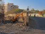 Pune, India - Feb. 13, 2023: Road widening work in progress near NIBM (Nadeem Inamdar story) in Pune, India, on Monday, February 13, 2023. (Photo by Ravindra Joshi/HT PHOTO)
